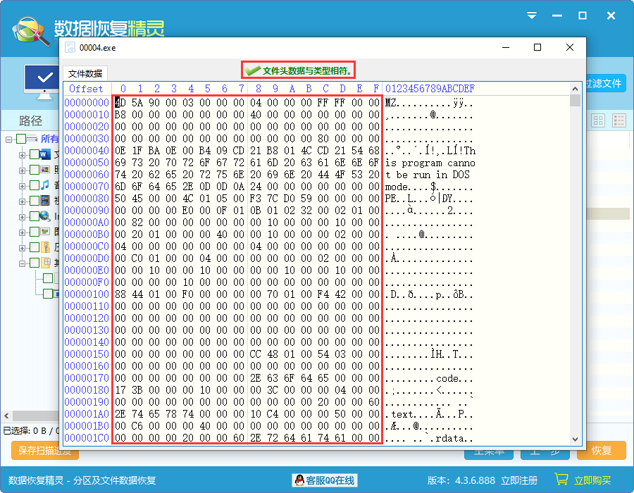 预览被恢复的文件